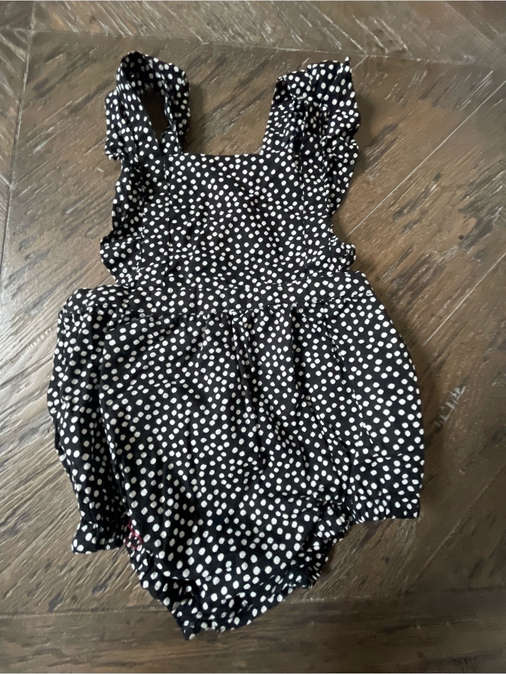 Old Navy Black and White Polka Dot Ruffle Romper